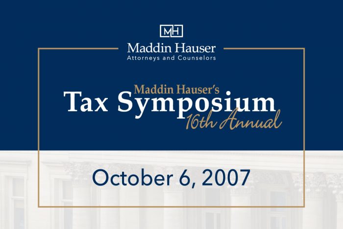 Sixteenth Annual Tax Symposium