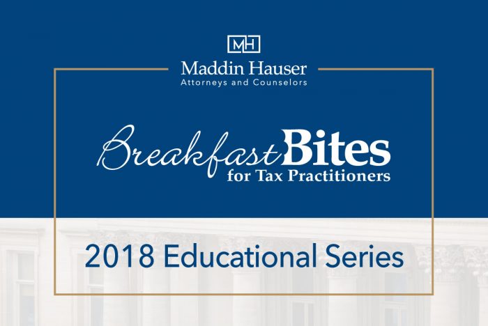 BREAKFAST BITES: TAX LAW – 2018 SERIES